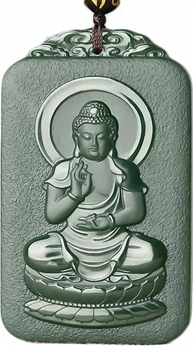 Miniatura 4 de China Natural Hetian Green Jade Nefrita tallado Zodiaco Protector Deidad Colgante Amuleto