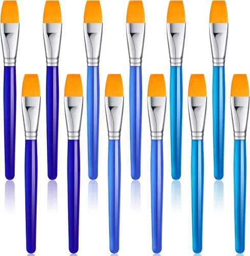 Miniatura 9 de Cindeer Paquete de 12 pinceles de pintura plana de 1 pulgada pequeños y anchos, pinceles acrílicos a granel, herramienta de pintura para acuarela