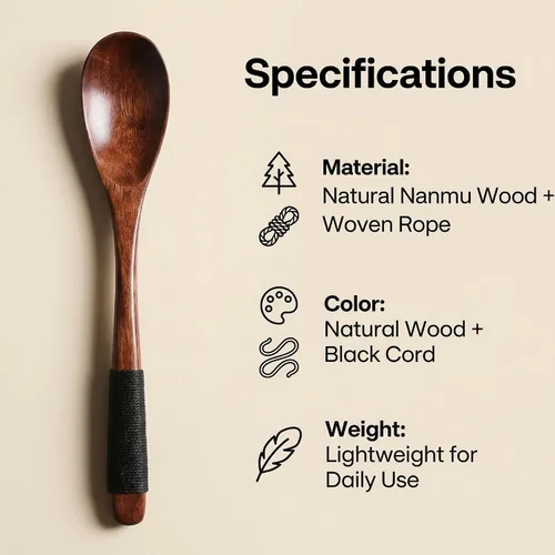 Miniatura 3 de Juego de 2 agitadores de café largos de madera hechos a mano retro con brida para cables
