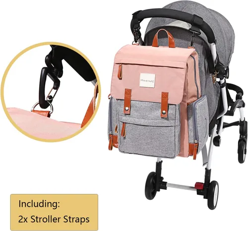 Miniatura 5 de Frank Mully Bolsa de pañales Mochila grande multifunción de viaje para mamá papá Rosa 1 Negro blanco