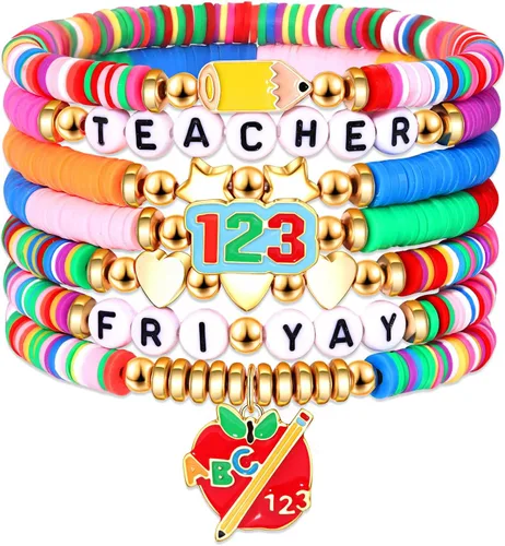 Miniatura 155 de Surfer Heishi - Pulseras apilables para mujer, apilables, de vinilo arcoíris, disco de arcilla, pulseras elásticas para la amistad, joyería bohemia