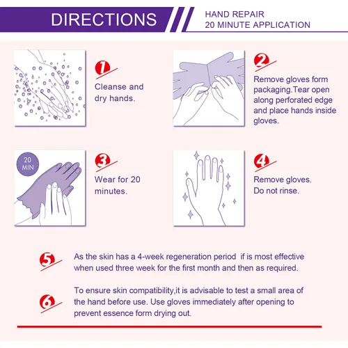 Miniatura 6 de 4 paquetes de guantes hidratantes para manos, máscara de spa para manos con colágeno, suero + vitaminas + extractos naturales de plantas para manos