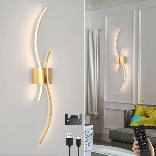 Miniatura 12 de CANEOE Moderna lámpara LED de pared, 39 pulgadas, aplique de pared LED negro para interiores, accesorios de tocador de baño sobre espejo para sala