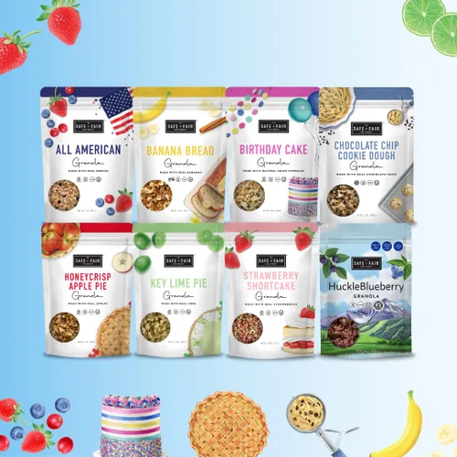 Miniatura 8 de Safe + Fair - Granola de Pastel de Cumpleaños, sin gluten, vegano y a base de plantas con chispitas naturales, 0g de grasas trans, sin OGM, kosher
