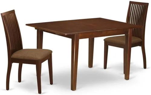 East West Furniture MLIP3-MAH-C Juego de mesa de comedor de 3 piezas contiene una mesa de comedor rectangular con hojas de mariposa y 2 sillas