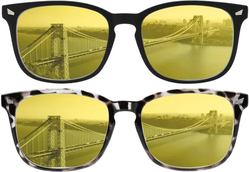Miniatura 10 de Gafas de conducción nocturna para hombres y mujeres, lentes polarizados de visión nocturna antirreflejos Marco negro con lente amarilla nocturna