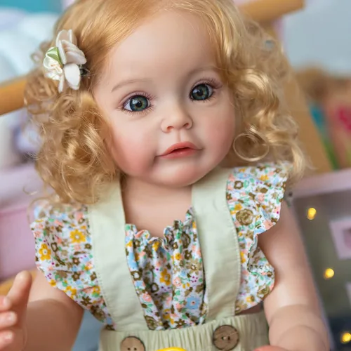 Miniatura 2 de Real Reborn - Muñeca de bebé realista de silicona de cuerpo completo de 22 pulgadas, con ojos azules, juguetes para niños, regalos de cumpleaños