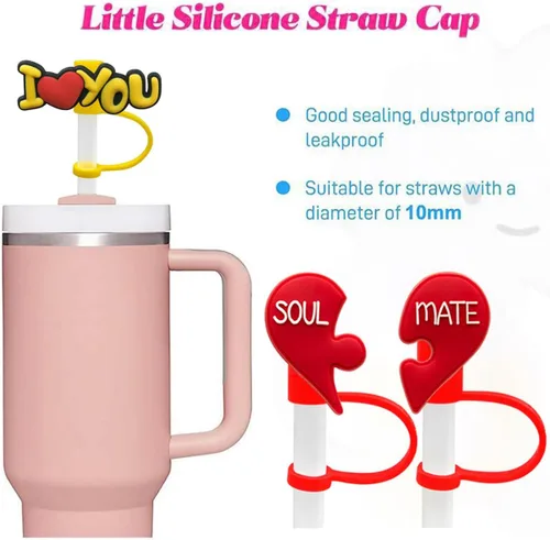 Miniatura 3 de Tapa con cubierta para popote de vaso Stanley, Tapa superior compatible para vaso de 30 y 40 Oz con asa, Puntas de popote reutilizables a prueba