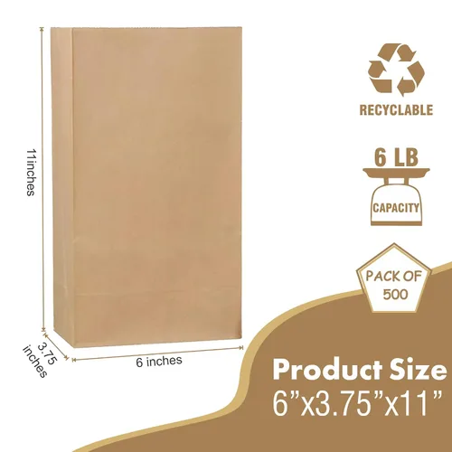 Miniatura 2 de Perfect Stix Bolsas de papel kraft marrón de 6 libras para llevar - Paquete de 500