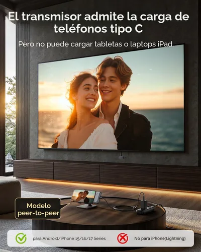 Miniatura 7 de llano Transmisor y Receptor HDMI Inalámbrico Tipo-C S850, 50M, Entrada de Decodificación Ultra 4K Salida 1080P@60Hz, Plug&Play 5G+2.4G y Audio