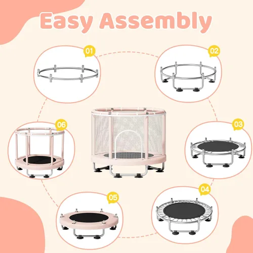 Miniatura 7 de ZCMHAXJ - Cama elástica de 55 pulgadas para niños, capacidad de 440 libras, cama elástica para niños pequeños, para interiores y exteriores, regalos