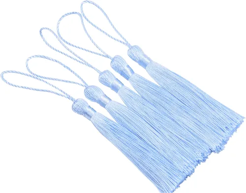 Miniatura 21 de KONMAY, borlas pequeñas y suaves, con bucles para proyectos de bricolaje, hechas a mano, sedosas, de 3.5 pulgadas, 20