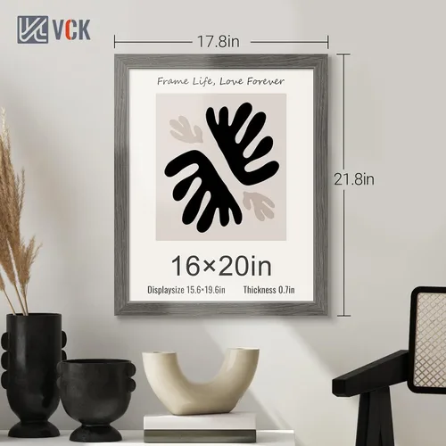 Miniatura 208 de VCK Marcos para póster de madera maciza de 22.375 x 34 pulgadas, marco de fotos A1 negro con montaje en pared, paquete de 3