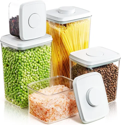 Miniatura 39 de Recipientes Herméticos Pop Apilables - Paquete de 2 Recipientes de Almacenamiento de Cereales con Tapas Herméticas, Recipientes Pop Up a Prueba
