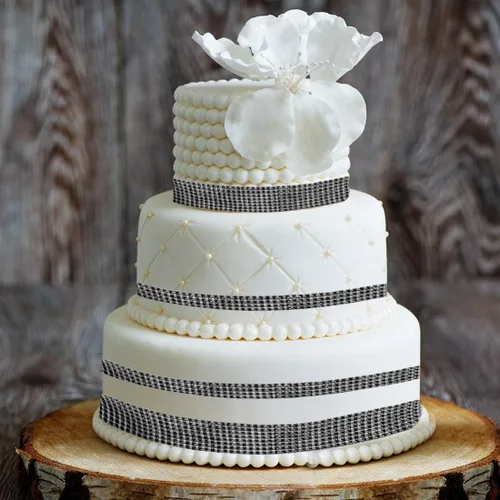 Miniatura 3 de BTSD-home Rollo de cinta de diamantes de imitación de 20 yardas, 2 rollos, para pasteles de boda, decoraciones de cumpleaños, eventos de baby Negro