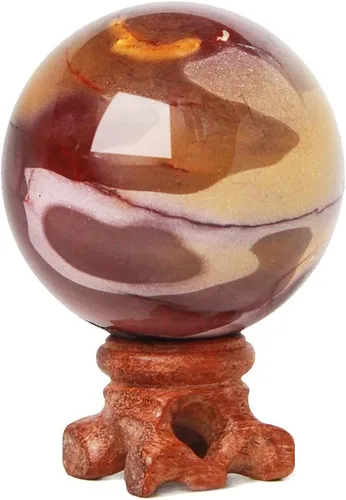 Miniatura 10 de Esfera de piedra de sangre de dragón natural de 2.559 in con soporte de madera, bola de cristal curativo, piedra preciosa mineral, adivinación