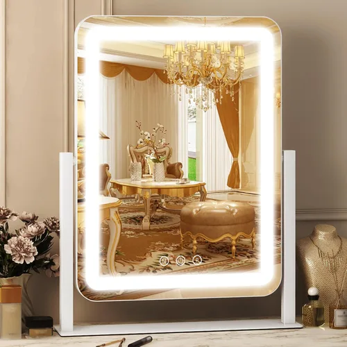 Miniatura 23 de FENNIO Espejo de tocador de 23 x 18 pulgadas con luces, espejo de maquillaje LED, espejo Hollywood con 3 modos de color y brillo ajustable, espejo