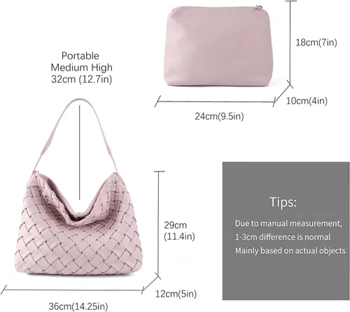 Miniatura 3 de Bolso tejido para mujer, bolso de mano de cuero vegano, bolso de mano retro, hecho a mano, grandes bolsas de hombro de playa de verano