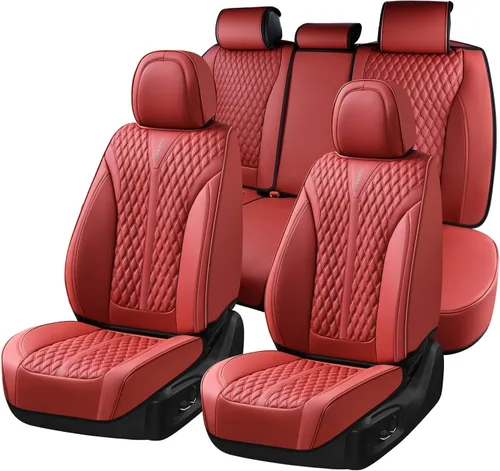 Miniatura 68 de Coverado Juego completo de fundas de asiento de automóvil, fundas de asiento negras para asientos delanteros y traseros de automóvil, protector