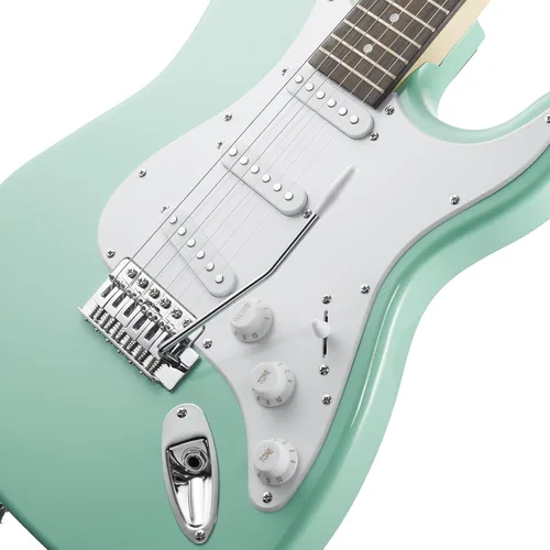 Miniatura 3 de Ashthorpe - Guitarra eléctrica de 39 pulgadas, kit de guitarra de tamaño completo con bolsa acolchada, barra de trémolo, correa, cuerdas, cable