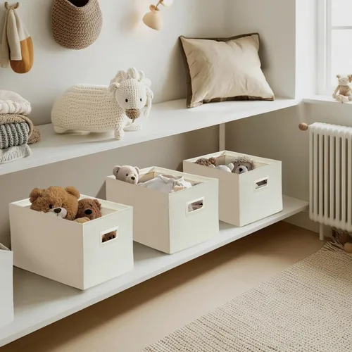 Miniatura 4 de DECOMOMO Contenedores de almacenamiento para estantes, contenedores de tela resistente para armarios y estantes, almacenamiento de juguetes, ropa