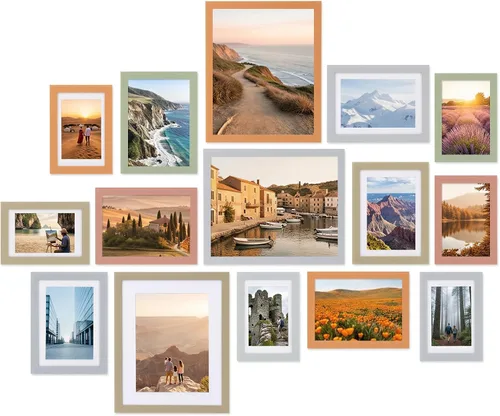 Miniatura 11 de Fixwal Juego de marcos de fotos, paquete de 15 marcos de fotos negros collage decoración de pared para fotos variadas, tres de 8x10, seis de 5x7