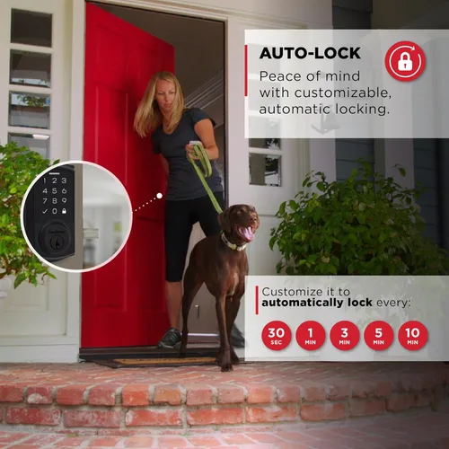 Miniatura 5 de Kwikset SmartCode 270 - Cerradura de puerta con teclado táctil electrónico sin llave y cerradura de seguridad con auto-bloqueo, códigos de usuario