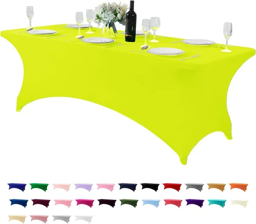 Miniatura 124 de Mantel de elastano para mesas de 4, 6 u 8 pies, mantel elástico universal ajustable para fiestas, banquetes, bodas y eventos - Verde manzana