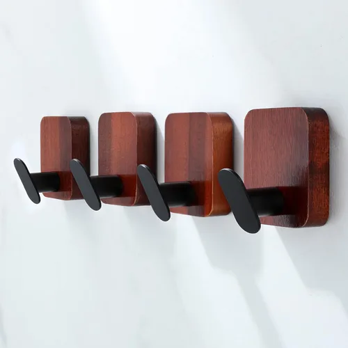 Miniatura 30 de DELITON Paquete de 4 ganchos adhesivos para toallas - Blancos, ganchos autoadhesivos resistentes para pegar en la pared, para colgar batas, abrigos