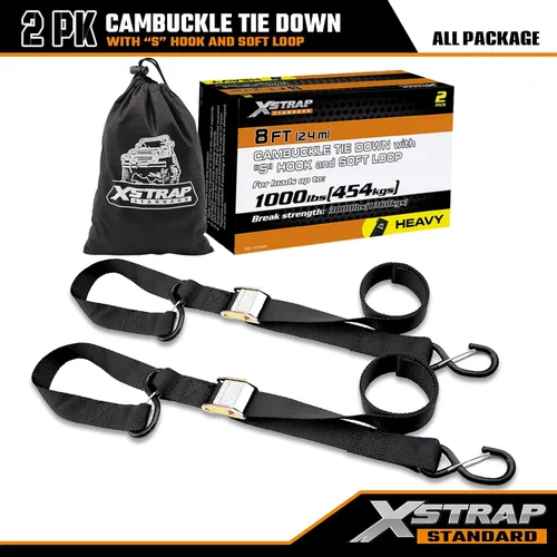 Miniatura 3 de XSTRAP STANDARD Correas de amarre para motocicleta (paquete de 2) 3,000 libras de resistencia a la rotura, 1.5 pulgadas x 8 pies, juego de amarre