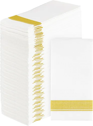 Miniatura 10 de Party Bargains Toallas desechables como tela, paquete de 200, 13 x 16 pulgadas, color blanco con estampado plateado, toallas de mano de papel suave