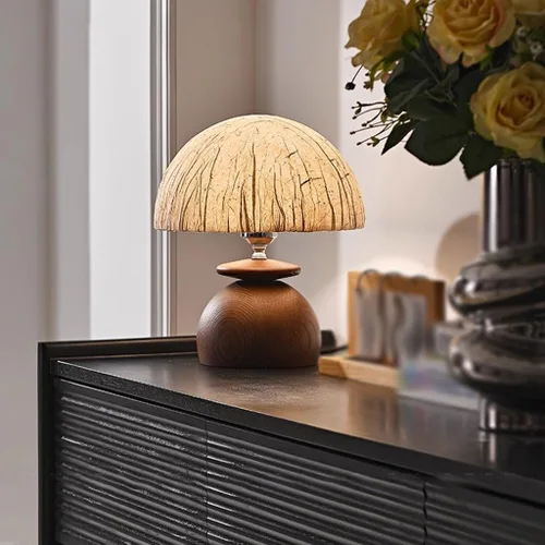 Miniatura 5 de BGGJJ Lamp for Desk Retro Style Mushroom Table Lamp Bedroom Atmosphere Light Solid Wood Bedside Lamp Desk Lamps for Home Office