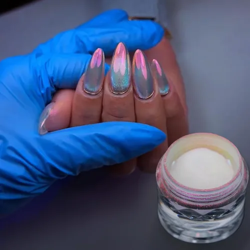 Polvo de uñas cromado | Pigmento holográfico con efecto espejo de dona esmaltado | Arte de uñas de grado profesional y resina para manualidades en
