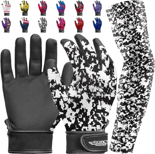 Miniatura 19 de Guantes de bateo para jóvenes de Exxact Sports con mangas para brazos para niños y niñas, guantes de béisbol para niños para bateo de sóftbol