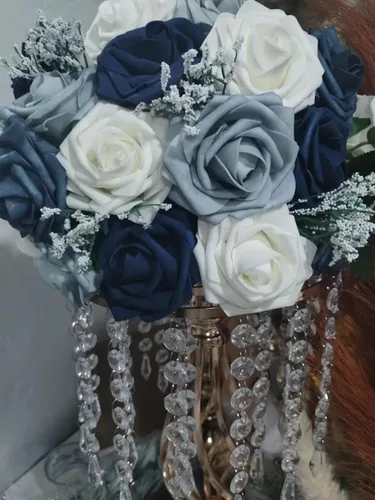 Miniatura 4 de Flores artificiales, 25 rosas de espuma de aspecto real, rosas falsas con tallos para ramos de boda, centros de mesa, baby shower, fiesta