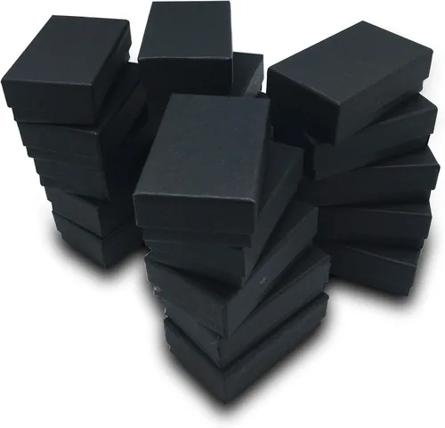 Miniatura 34 de TheDisplayGuys - Paquete de 25 cajas de cartón rellenas de algodón #10 para joyas, color negro mate (1.9 x 1.3 x 0.7 pulgadas), para envío