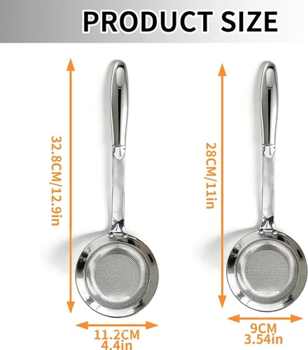 Miniatura 5 de Colador de acero inoxidable, colador de malla extrafina de 2024 con asa, colador de aceite y alimentos, accesorio de cocina (pequeño+grande)