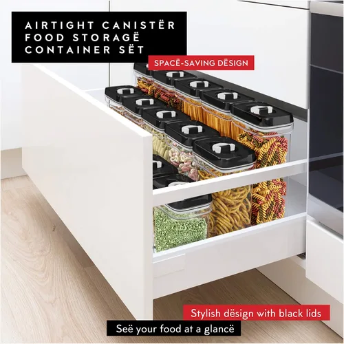 Miniatura 6 de DWËLLZA KITCHEN Contenedores herméticos para almacenamiento de alimentos con tapas, juego de 6 recipientes herméticos de almacenamiento de cocina 01