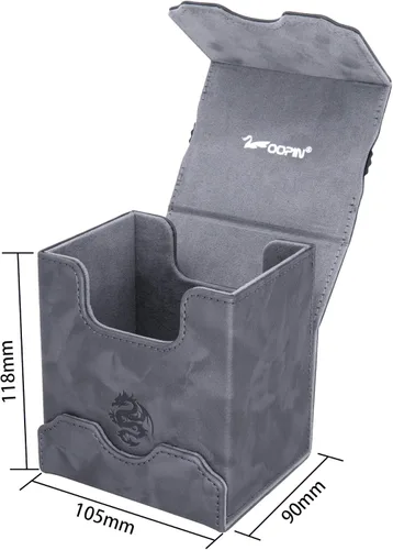 Miniatura 2 de Zoopin - Caja de cuero con contador de vida giratorio integrado, color negro para MTG, Yugioh, Pokeman, TES Legacy, Munchkins CCG Decks y también