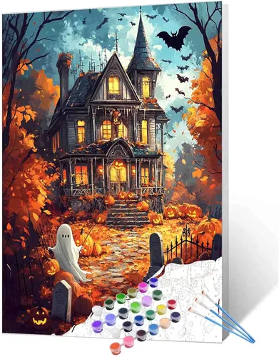 Miniatura 13 de Tucocoo Bumbers - Pintura de paisaje de puerta para adultos, paisaje de lago, pintura por números, pintura acrílica, lienzo junto al lago, plantas