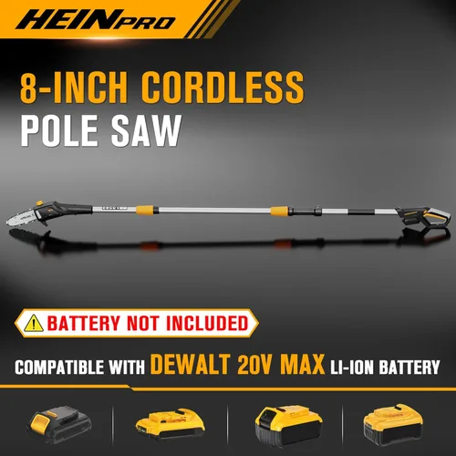 Miniatura 2 de HEINPRO Sierra de Poste Inalámbrica de 8 Pulgadas Compatible con Batería Dewalt de 20V MAX, Sierras de Poste Eléctricas para Poda de Árboles