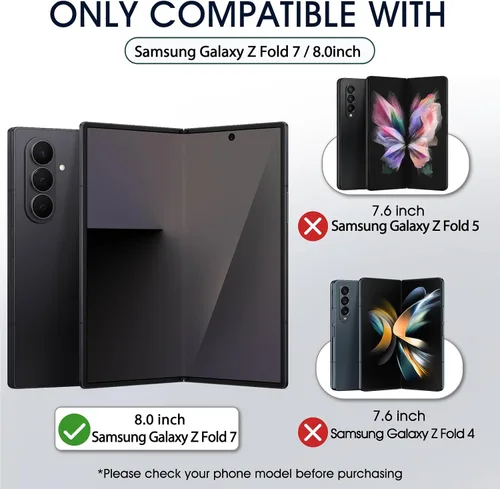 Miniatura 2 de 2 juegos de protectores de pantalla para Samsung Galaxy Z Fold 7, película de hidrogel de TPU interior + protector de pantalla frontal y trasera HD