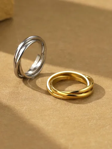 Miniatura 5 de JOYOLO Classy Trinity Initerlocking Rings for Women Grils, Stainless Steel 18K Gold Rolling Rings Fidget Rings For Anxiety, Dainty Women Finger