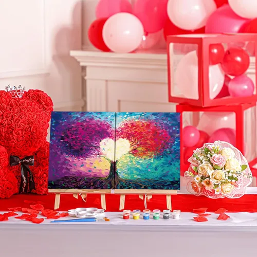 Miniatura 6 de Zhanmai 112 Piezas Kit de Sorber y Pintar para Adultos Noche de Cita Lienzo Predibujado Kit de Pintura para Parejas Pintura en Lienzo Arte