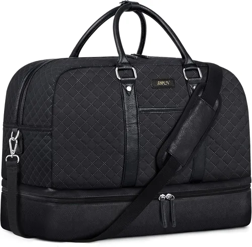 Miniatura 33 de IBFUN Bolsas de fin de semana para mujer, bolsa grande de lona para viaje, bolsa de viaje con compartimento para zapatos, 21 pulgadas, juego de 3