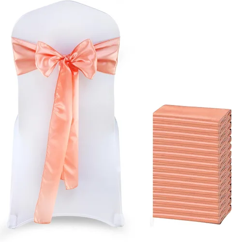 Miniatura 32 de MDS Bandas de Satén para Sillas, Paquete de 50, 7"x108" Cada Una, Lazos Decorativos de Cinta para Respaldos de Sillas para Fiestas de Navidad, Cena