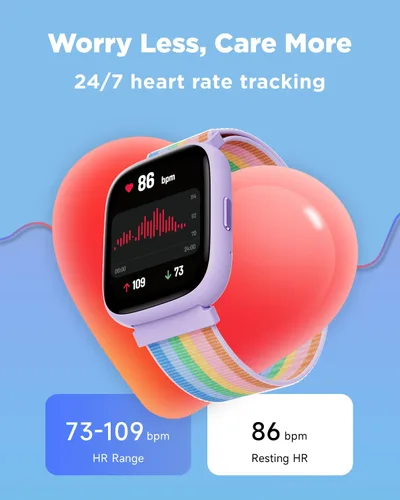 Miniatura 5 de BIGGERFIVE Reloj inteligente para niños, reloj de seguimiento de actividad física de 1.8 pulgadas, podómetro, frecuencia cardíaca, monitor de sueño