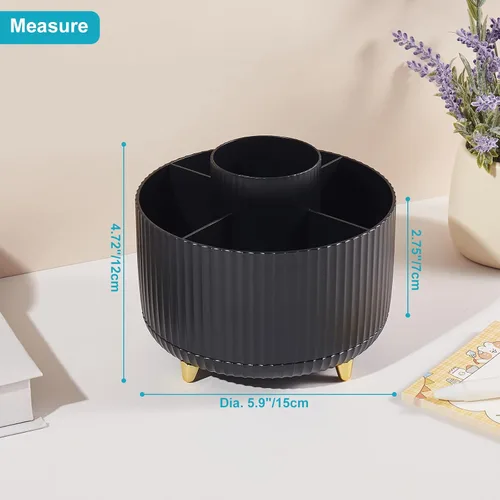 Miniatura 6 de Organizador de escritorio para lápices y bolígrafos, 5 ranuras, rotación de 360 grados, organizadores de escritorio para lápices y bolígrafos