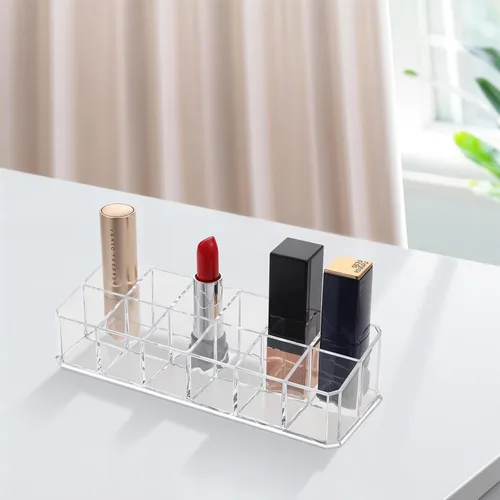 Miniatura 4 de Paquete de 4 organizadores de lápiz labial acrílico de 12 ranuras, soporte para lápiz labial, organizador de brillo de labios, exhibición