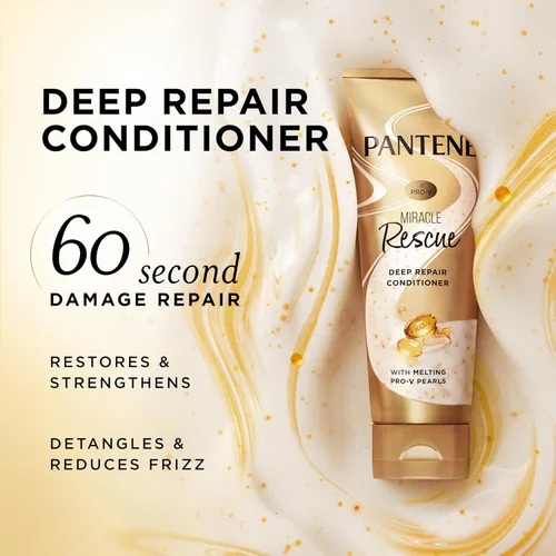 Miniatura 2 de Pantene Miracle Rescue - Acondicionador profundo con perlas Pro-V fundentes – Para cabello seco, dañado o teñido – Humedad y reparación intensa